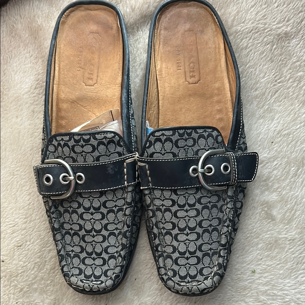 Coach Black and Gray Slip-On Loafers